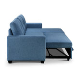 91" Blue Reversible Sleeper Sectional with Storage Chaise