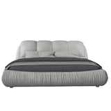 King Size Upholstered Platform Bed with Oversized Padded Backrest, Thickening Pinewooden Slats and Solid Wood Leg,Grey