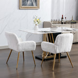 Faux Rabbit Hair Dining Chair Set of 2