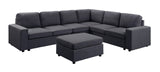 Casey 120" Modular Sectional Sofa with Ottoman in Dark Gray Linen