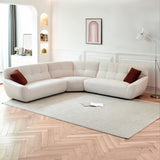 113" Beige Lamb Fabric Corner Sectional