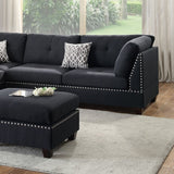 3-pcs Reversible Sectional in Black Polyfiber