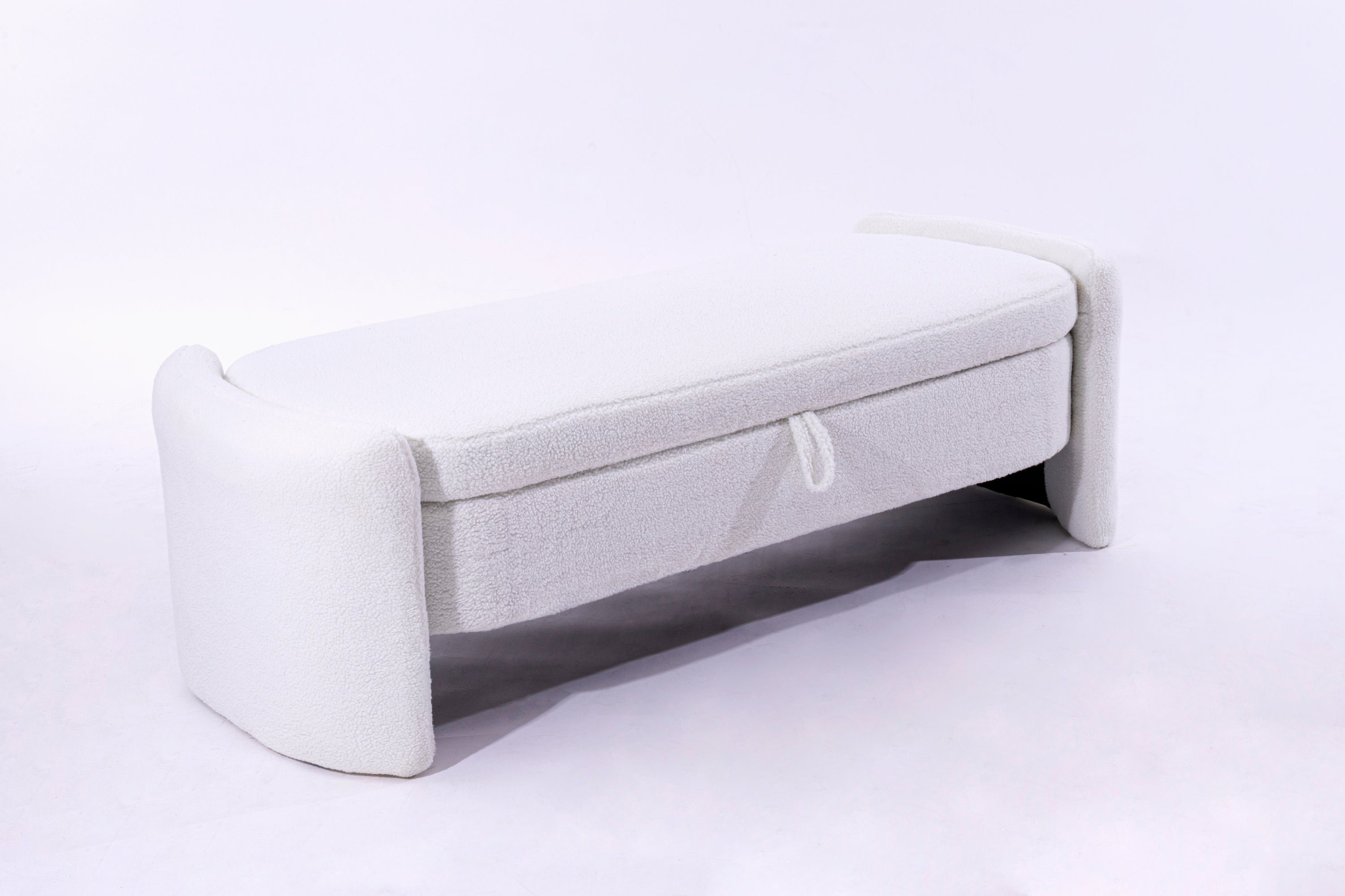 Footstool with storage function  beige teddy fabric  suitable for hallway bedroom living room