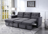 Hudson 83" Dark Gray Velvet Reversible Sleeper Sectional Sofa with Storage Chaise