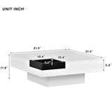 ON-TREND Modern Minimalist Design 31.5*31.5in Square Coffee Table with Detachable Tray and Plug-in 16-color LED Strip Lights Remote Control for Living Room( OLD SKU: WF291303AAK )