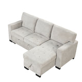 Light Gray Sectional with Storage Rack Pull-out Bed Drop Down Table  and USB Charger