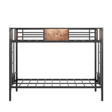 Bunk Bed Twin Over Twin Size Metal Bunk Bed with Ladder and Full-Length Guardrail, Metal Bunk Bed, Storage Space, No Box Spring Needed, Noise Free, Black