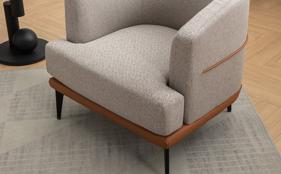 Modern Two-tone Burnt Orange Barrel Fabric Chair