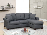 Glossy Charcoal Tufted Sectional