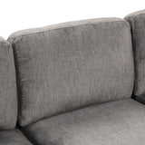 122" Dark Gray velvet fabric 4pcs Sectional Sofa with Ottoman with Right Side Chaise