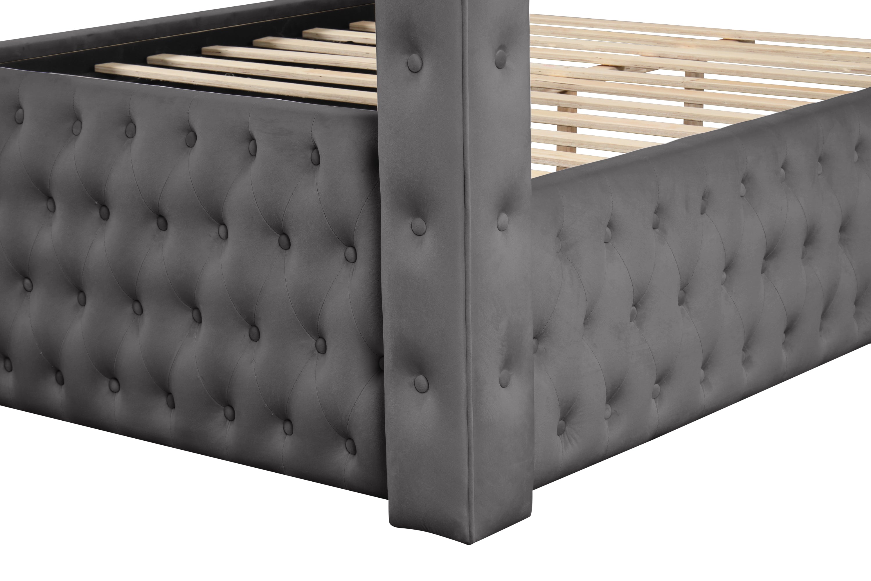 Monica luxurious Four-Poster Queen 4 Pc Bedroom Set Made with Wood in Gray