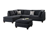 3-pcs Reversible Sectional in Black Polyfiber