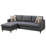 Linen-Like Fabric Reversible Sectional Sofa in Blue Grey