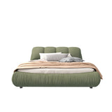 Queen Size Luxury Upholstered Platform Bed with Oversized Padded Backrest and Solid Wood Frame,suitable for Multiple heights of mattresses,Green(Old Sku:W1885S00018)