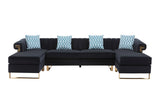 Maddie Black Velvet 5-Seater Double Chaise Sectional Sofa