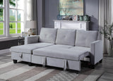 Nova Light Gray Velvet Reversible Sleeper Sectional with Storage Chaise