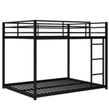 Full over Full Metal Bunk Bed, Low Bunk Bed with Ladder, Black(Old SKU:MF197034AAB)