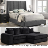 CHARCOAL BOUCLE COMFORT OVERSIZED 2 ROOM PACKAGE