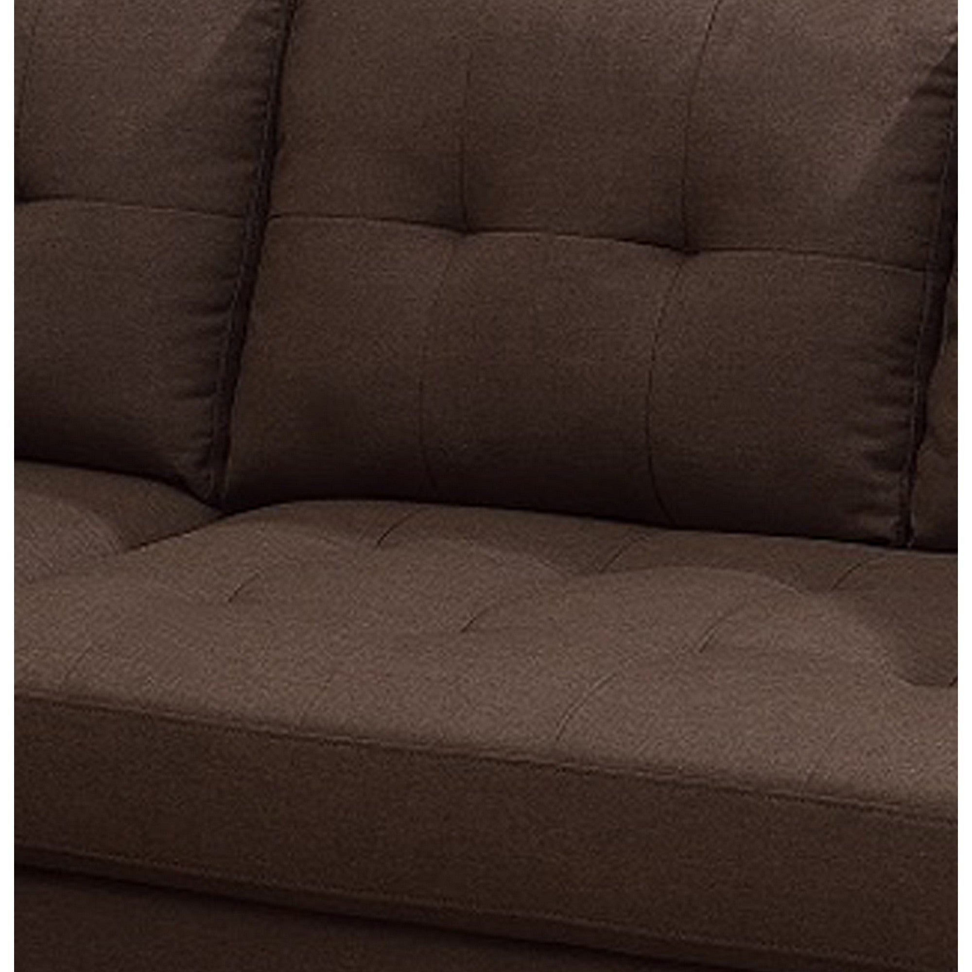 Dark Brown Fabric 2 Piece Sectional Sofa with Round Tapered Legs