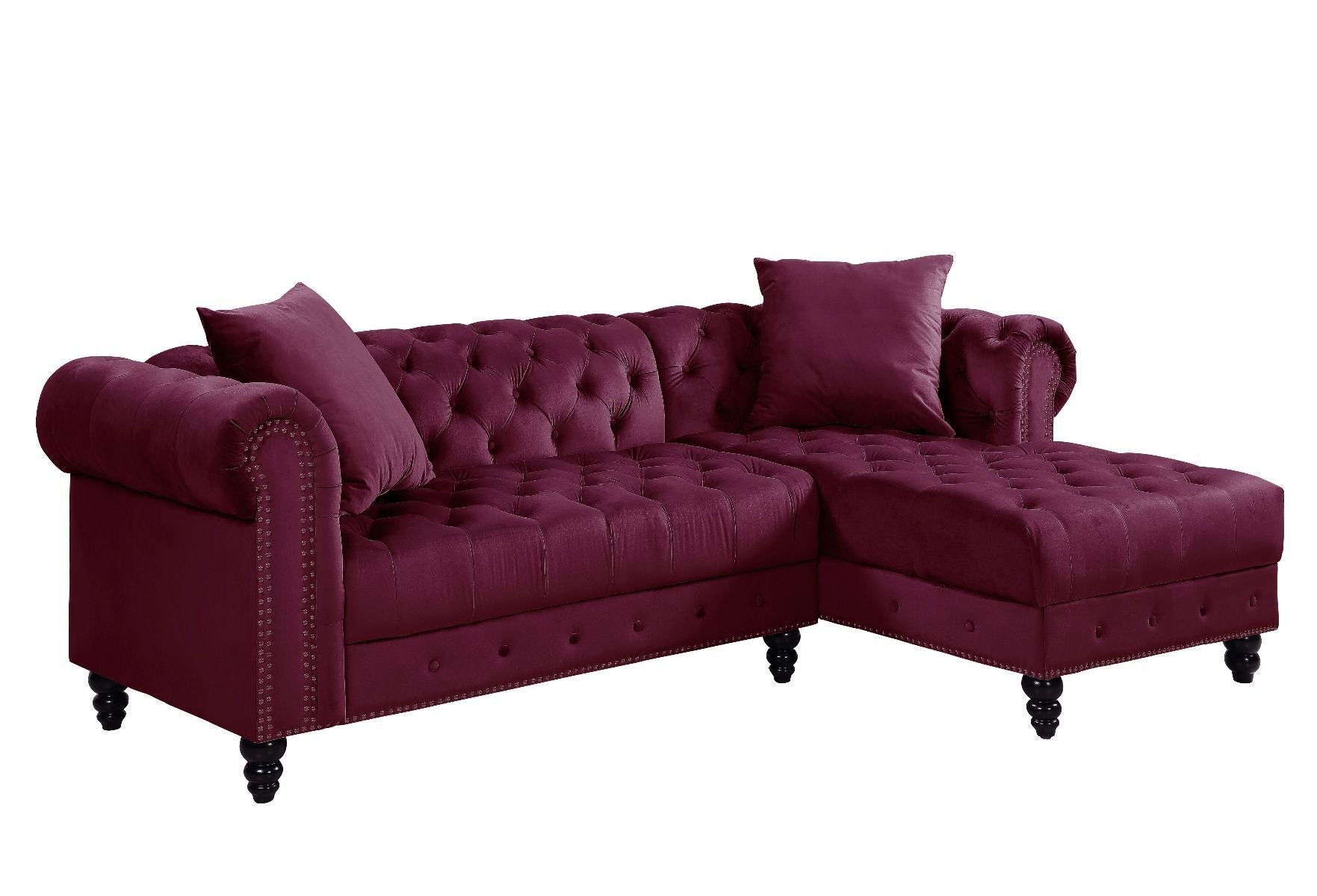 Adnelis Sectional Sofa w/2 Pillows, Red Velvet
