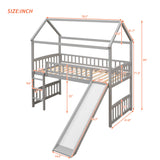 Twin Loft Bed with Slide, House Bed with Slide,White(OLD SKU :LT000212AAE)