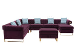 Maddie Purple Velvet 8-Seater Sectional Sofa with Reversible Chaise and Storage Ottoman