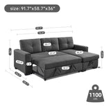 91 Dark Grey Reversible Sleeper Sectional