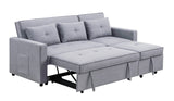 Zoey Light Gray Linen Convertible Sleeper Sofa with Side Pocket