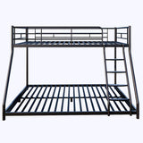Black Twin over Full Metal Bunk Bed with Comfortable Rungs, Easy to assemble