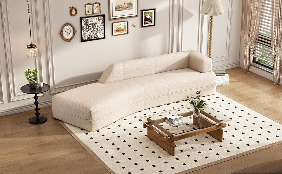 109.4" Beige Curved Chaise Lounge