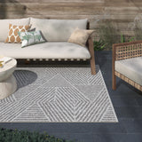 Pyramids Stone Neutral Indoor / Outdoor Polypropylene Area Rug 5x8