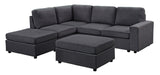 Skye Modular Sectional Sofa with Ottoman in Dark Gray Linen