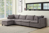 Madison 157" Light Gray Fabric 5 Piece Modular Sectional Sofa Chaise