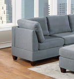 Grey Linen Like Fabric Modular Sectional 6pc Set