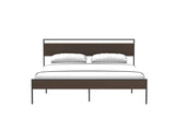 Ceres Metal Bed, Black with Walnut wood Headboard&Footboard, King