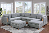 8pc Sectional Sofa Set Light Grey Dorris