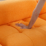 Modular Sectional Sofa, Button Tufted Designed and DIY Combination,L Shaped Couch with Reversible Ottoman, Orange Teddy Fabric