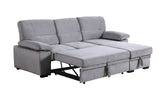 Kipling Gray Velvet Fabric Reversible Sleeper Sectional Sofa Chaise