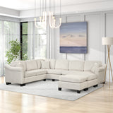 122.1" *91.3" White velvet fabric 4pcs Sectional Sofa with Ottoman with Right Side Chaise