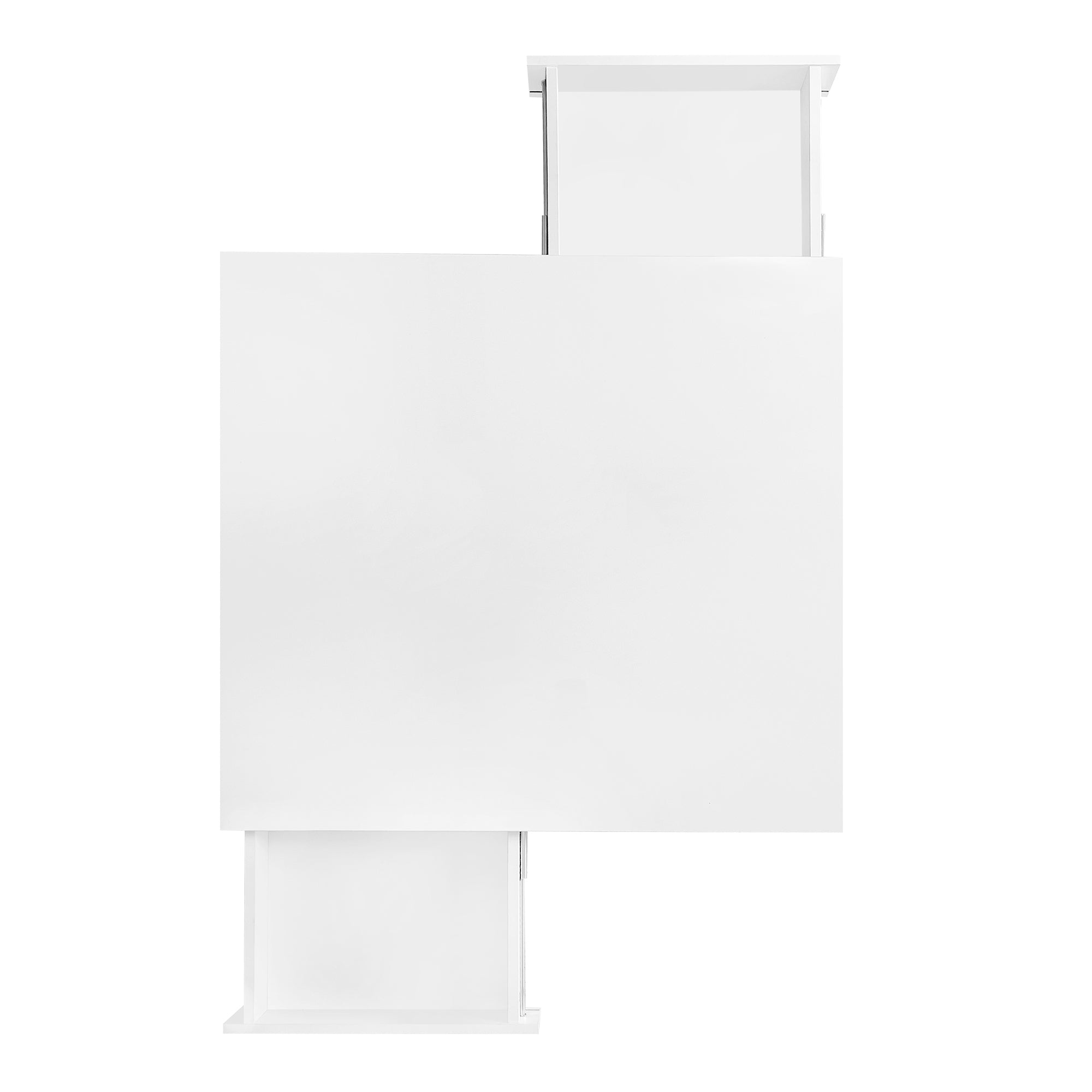 ON-TREND Exquisite High Gloss Coffee Table with 4 Golden Legs and 2 Small Drawers, 2-Tier Square Center Table for Living Room, White