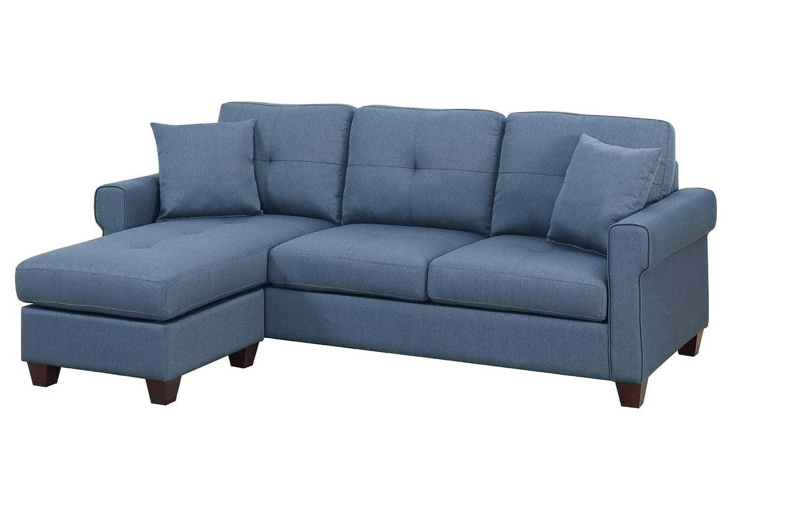 Glossy Blue Reversible Sectional Chaise