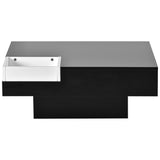 ON-TREND Modern Minimalist Design 31.5*31.5in Square Coffee Table with Detachable Tray and Plug-in 16-color LED Strip Lights Remote Control for Living Room (OLD SKU: WF291303AAB )