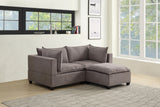 Madison 83.5" Light Gray Fabric Sectional Loveseat Ottoman