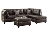 3-pcs Reversible Sectional Espresso Bonded Leather