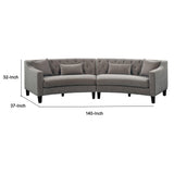 Gray Fabric Sloped Arms Curved Sectional Sofa