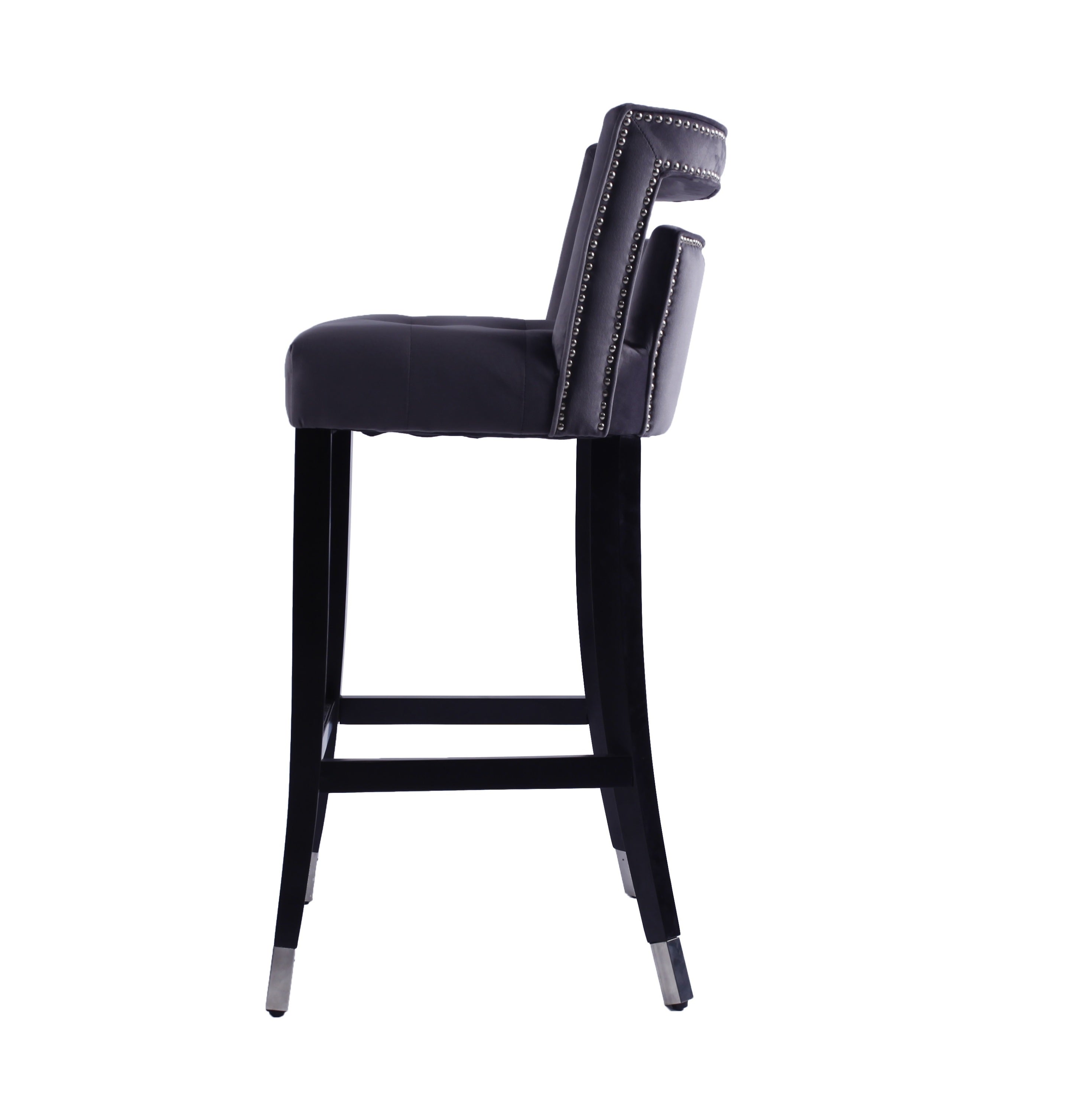 2 pcs Set 30 inch Velvet Barstool with nailheads