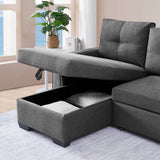 91" In Dark Grey Pull-Out Sleeper Bed Reversible