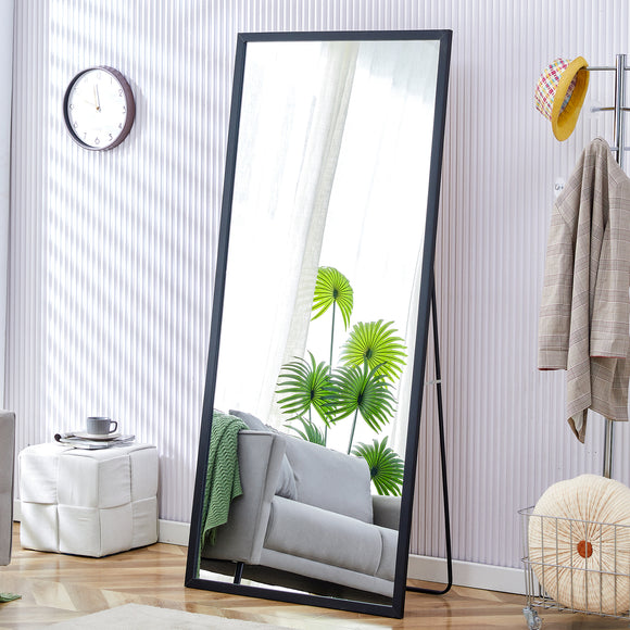 Fourth generation black solid wood frame full-length mirror, dressing mirror, bedroom porch, decorative mirror, clothing store, floor standing large mirror, wall mounted. 71 