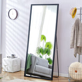 Fourth generation black solid wood frame full-length mirror, dressing mirror, bedroom porch, decorative mirror, clothing store, floor standing large mirror, wall mounted. 71 "* 31.5"