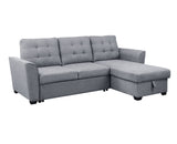 Avery 90.5" Light Gray Linen Sleeper Sectional Sofa with Reversible Storage Chaise